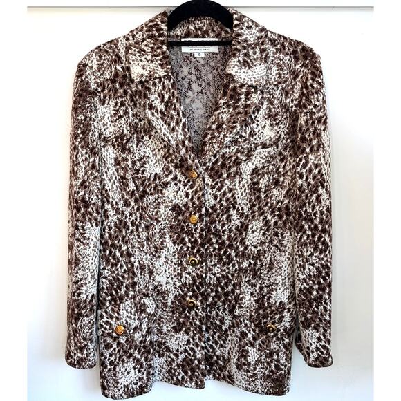 St. John Couture Blazer Sz 10 Animal Print Gold Button Luxury Capsule Large - Picture 1 of 7